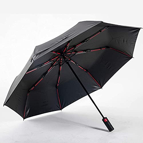 Paraguas plegable Paraguas portátil, paraguas 103 cm Negro soleado lluvia paraguas hombres mujeres a prueba de viento 3 veces paraguas completamente automático Revestimiento negro (Color: Negro, Tamañ