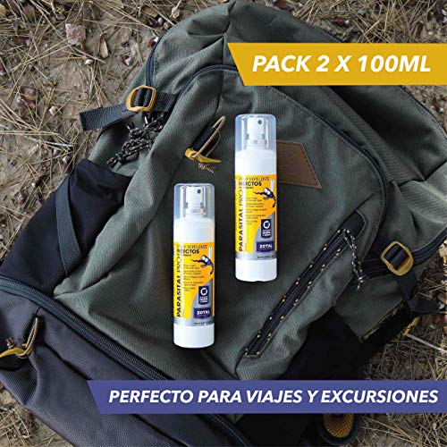 Parasital Spray Repelente de Mosquitos, Pack 2-Total 200ml Repelente Mosquitos Fuerte Protección y Olor Agradable para Niños y Adultos | Anti Mosquitos Exterior y Repelente Insectos Eficaz