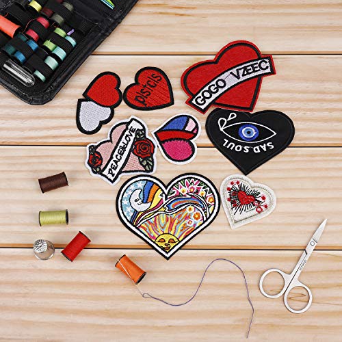 Parches Ropa Corazon Patch Sticker DIY Coser o Planchar en Los Apliques para Camiseta Jeans Sombrero Pantalon Bolsas 24 Piezas