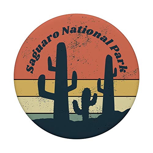 Parque Nacional Retro Saguaro Vintage Vibe Cactus con rayas en el pecho PopSockets PopGrip Intercambiable