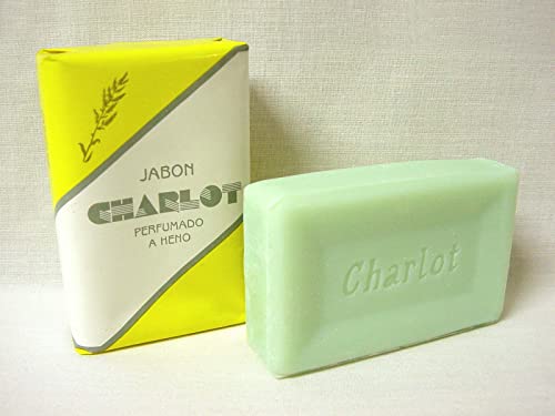 PASTILLA DE JABON DE TOCADOR CHARLOT LINASA MEDIANA 70 GRAMOS VERDE PERFUMADA CON AROMA A HENO PARA CUIDADO NATURAL DE MANOS