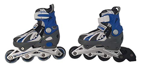 Patines en Línea Unisex Action, Patines Deportivos, Patines para Velocidad - Color Azul y Gris - Talla 33-36