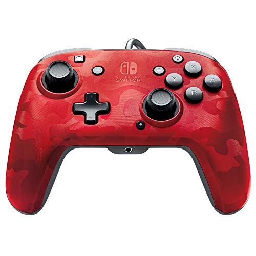 PDP Mando Pro Faceoff Deluxe Audio Chat Camo Rojo (Nintendo Switch) + LYCANDER Auriculares Gaming con luz LED con micrófono, Entrada de 3,5 mm, para PC, PS4, Xbox One, Nintendo Switch