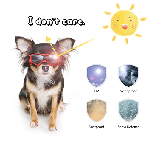 PEDOMUS Gafas de sol para perros Correa ajustable para gafas de sol UV Protección impermeable para perros (Cool Black)