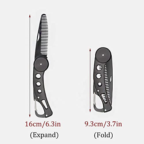 Peine de Hombres, Peine de Barba de Acero Inoxidable, Peine Plegable para Hombres, Peine Barba Plegable - Bolsa de Viaje - para El Pelo, La Barba, El Bigote y El Aseo (Negro)