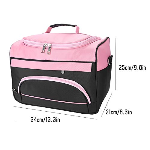 Peluquería Bag - Bolsa de Cosméticos, de gran capacidad del equipo de peluquería bolsa de transporte con correa rosa rosa