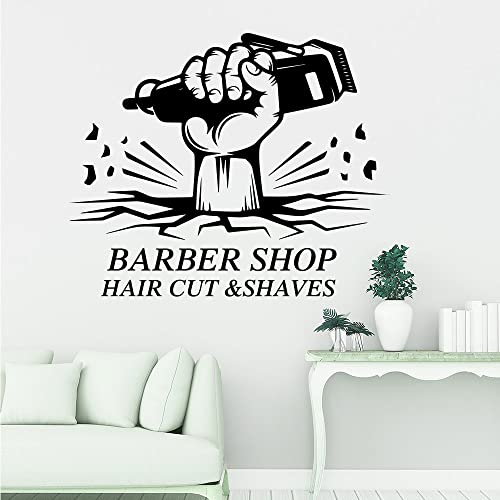 Peluquería mano salón de belleza corte de pelo afeitado pared vidrio calcomanía barbero peluquería etiqueta de la ventana mural etiqueta de fondo A5 45x37 cm