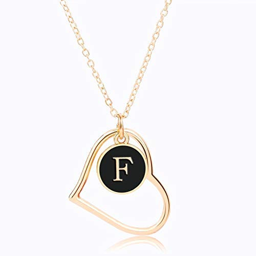 Pendant Collar de joyería con letra del alfabeto A-Z para mujer, diseño popular, joyería moderna, collar de personalidad, color dorado, tamaño: China, color: Q (color: F, tamaño: China)