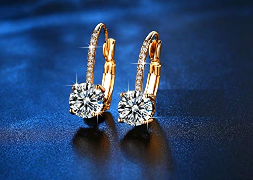 Pendientes de aro chapados en oro, elegantes, para mujer, niñas, con circonitas, regalo para mujeres