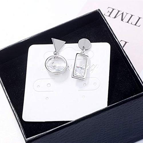 Pendientes De Plata 925 De Agua De Manantial para Mujer Pendientes Asimétricos De Circonita Cuadrada Circular