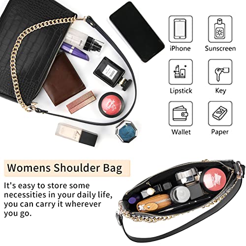 Pequeño Bolsos Bandolera Mujer Bolsos de Hombro Cadena Cuero PU Mensajero Crossbody Bag Bolsos Embrague Trabajo Moda Diario Vida Negro