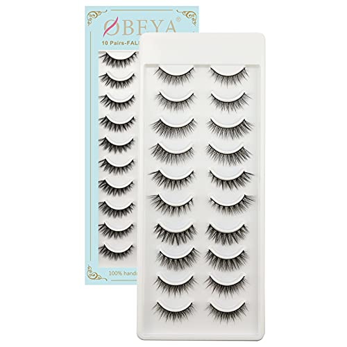 Pestañas Postizas Naturales 10 Pares, Pestañas Suaves y Esponjosas en 3D, 100% Pestañas Reutilizables Hechas a Mano Para Maquillaje de Ojos Natural Eyelash by Obeyalash (Mix)