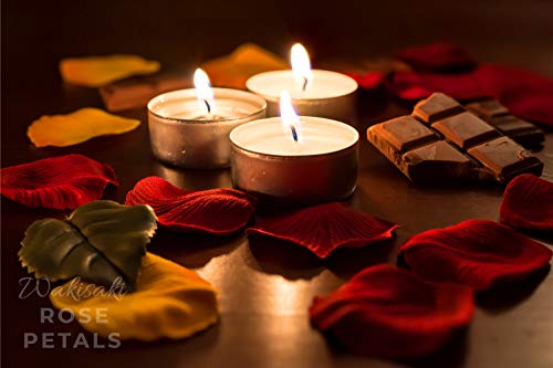 Pétalos de rosa artificiales falsos de WAKISAKI (separados, desodorizados) para una noche romántica, boda, evento, fiesta, decoración, a granel (1000 unidades, rojo oscuro)