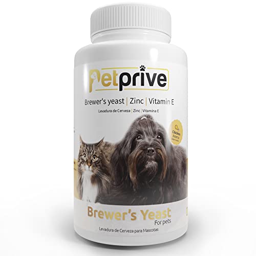 Petprive Levadura De Cerveza para Perros Y Gatos con Vitamina B, Vitamina E, Zinc Y Minerales - Vitaminas para Perros - Suplemento Vitaminico Natural para Pelo, Piel Y Uñas - 180 Comprimidos