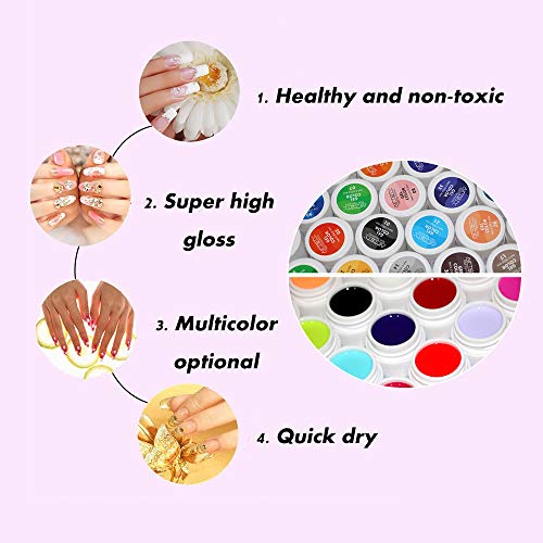 Pintauñas gel,5ml Gel Uñas 36 colores del Esmalte de Uñas UV/Lámpara Led Gel de uñas Kit Pintauñas Permanente gel Painting Uñas