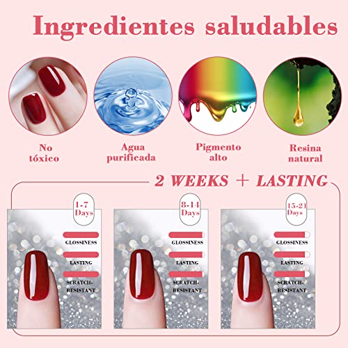 Pintauñas Semipermanentes - 39 Pzs 8ML Esmaltes Semipermanentes Gel UV LED con Base, Top Coat Brillante, y Mate, 36 Colores Populares Blanco, Verde, Neón, Desnudo, Kit de Esmaltes Uñas Semipermanentes