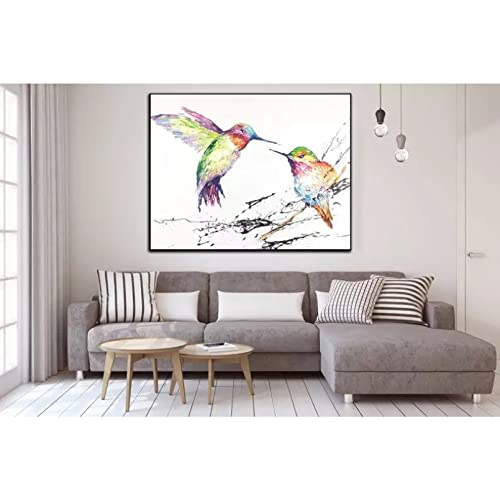 Pintura decoración cuadro lienzo Impresiones Lienzo Arte gran colibri pintura pájaro pintura al óleo abstracta colibrí pinturas sobre lienzo naturaleza lavandería arte decoración del hogar-60x90cm