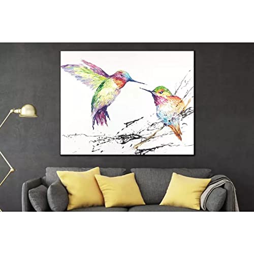 Pintura decoración cuadro lienzo Impresiones Lienzo Arte gran colibri pintura pájaro pintura al óleo abstracta colibrí pinturas sobre lienzo naturaleza lavandería arte decoración del hogar-60x90cm