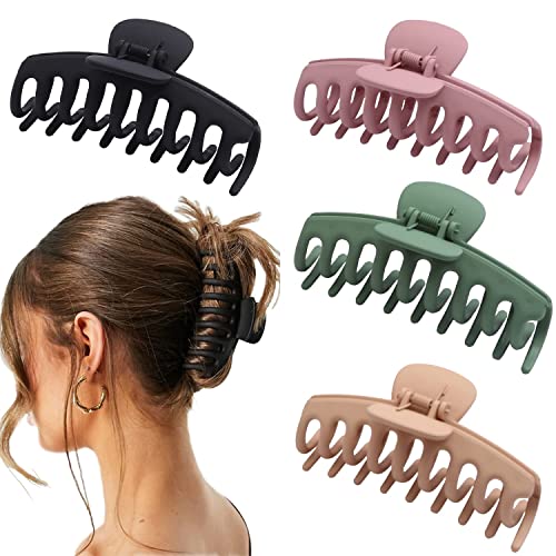 Pinzas Pelo Grandes, Taozoey 4 Pcs Pinzas Pelo Mujer, Antideslizantes Pinzas para el Pelo, Grandes de Plástico Pinzas para el Pelo, Garra Grande Clips para Mujeres y Niñas, 11 cm Pinzas Pelo Grande