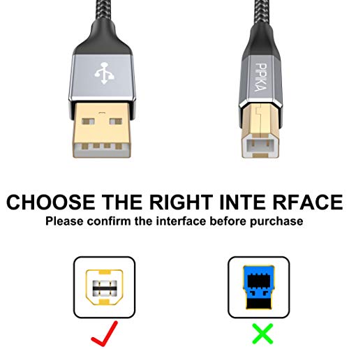 PIPIKA Cable Impresora [3M] Impresora Cable USB 2.0 A a B Compatible para Impresora HP, Epson,Canon,Brother, Lexmark,Escáner,Disco Duro,Fotografía Digital y Otros Dispositivos