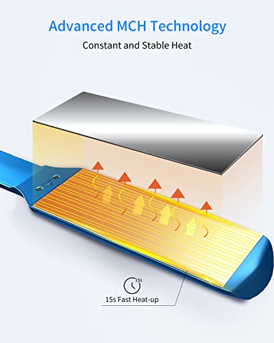 Plancha de Pelo Chapada en Nano Titanio, Plancha de Titanio de 1,73" para Cabello Húmedo y Seco, Plancha MCH para Alisar Rápidamente, Plancha de Pelo con 5 Temperaturas, Plancha de Pelo Doble Voltaje