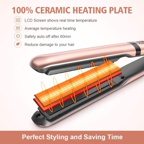 Plancha de Pelo, Plancha Rizadora Pelo Profesional Tenacillas de Pelo Ceramica, 8 Modos Ajustable Temperatura Rizador de Cabello Diseño Anti-Escaldado Tecnología PTC Calentamiento Rápido