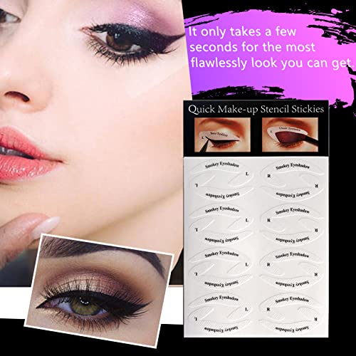 Plantilla para Delinear Ojos, Plantilla para Sombra de Ojos, 8Pcs Plantillas de Maquillaje para Ojos Pegatina, Cat Eyeliner Stencil Ojos Ahumados para Principiante