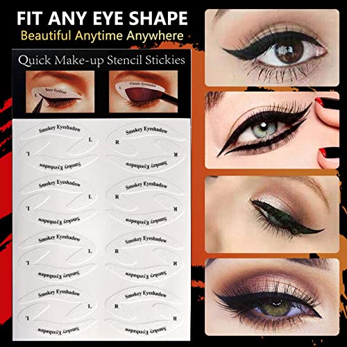 Plantilla para Delinear Ojos, Plantilla para Sombra de Ojos, 8Pcs Plantillas de Maquillaje para Ojos Pegatina, Cat Eyeliner Stencil Ojos Ahumados para Principiante