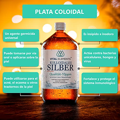 Plata Coloidal Prémium | 300ML - 10PPM | Óptima Concentración | Mejor que 25ppm 40ppm 50ppm | Certificada por Laboratorio | Incluye 30ml Pulverizador para llenar y Ebook