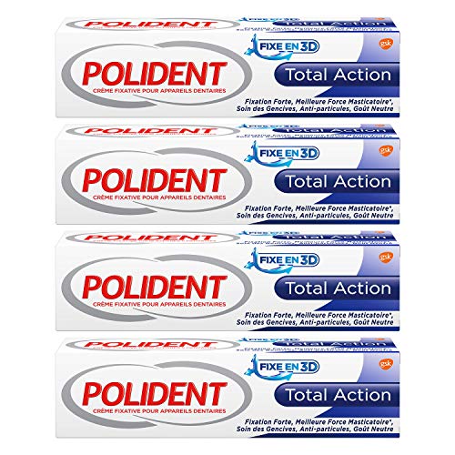 Polidt – Crema fijadora Total Action – Para prótesis dentales parciales o completas, formato 4 x 40 g