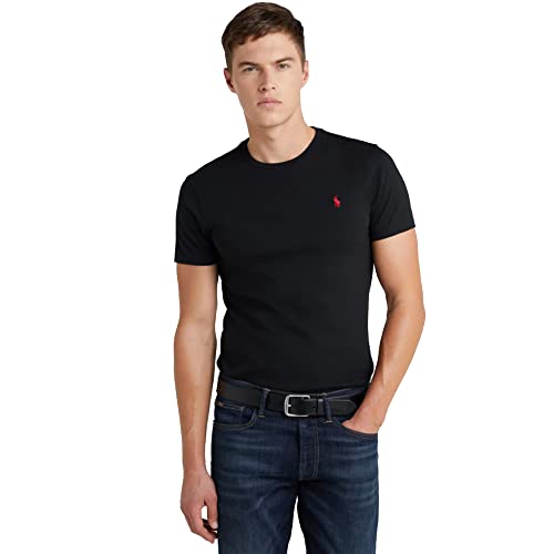 Polo Ralph Lauren Camiseta para Hombre Custom Slim Fit (M, Black)