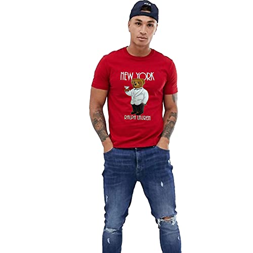 Polo Ralph Lauren Camiseta para Hombre Polo Bear New York (XL, RL Red)