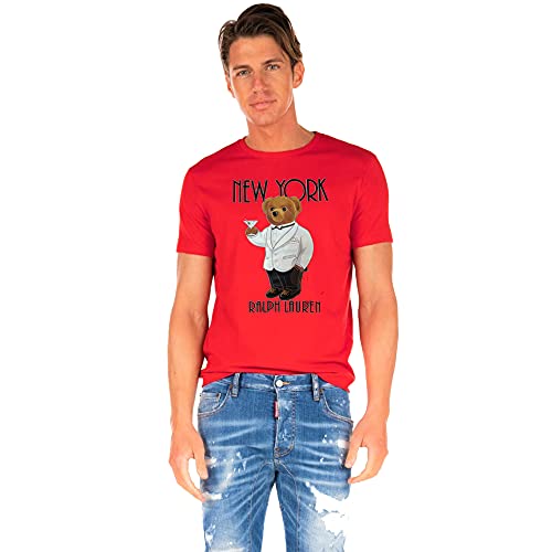 Polo Ralph Lauren Camiseta para Hombre Polo Bear New York (XXL, Sunrise Red)