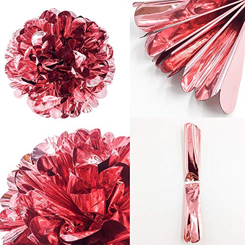 Pompon de Papel de Seda, Decoraciones de Fiesta de Oro Rosa, Papel de Aluminio Metálico y Pompones de Papel de Seda para Cumpleaños, Bebé, Despedida de Soltera, Boda, Fiesta