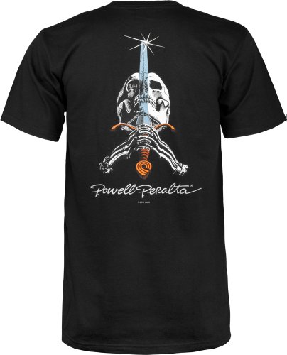 Powell -Camiseta Peralta Skull and Sword Negro, Grande