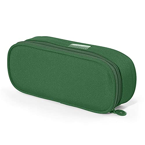 PracticOffice - Estuche Multiuso Megapak Oval para Material Escolar, Neceser de Viaje o Maquillaje. Medida 22 cm. Color Verde Oscuro