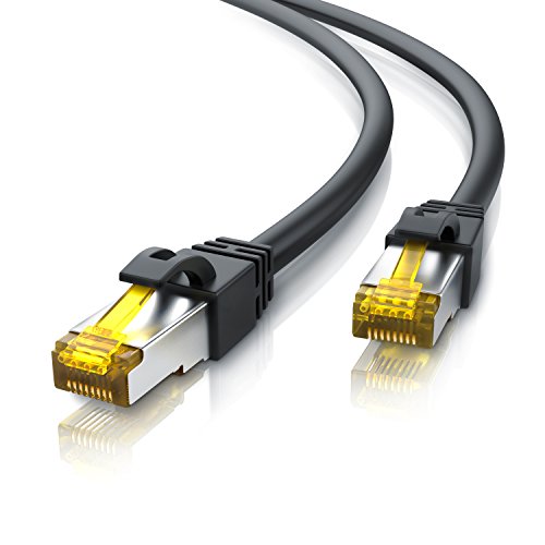 Primewire - 10m - Cable de Red Cat 7 - Gigabit Ethernet LAN RJ45 - S FTP - Compatible con Cat.5 Cat.5e Cat.6 - Conmutador Router módem Panel de Conexiones Punto de Acceso - Color Negro