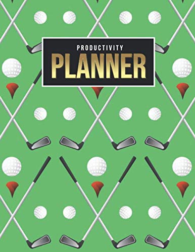 Productivity Planner: Golf Club Ball Tee Pattern on Green - Golfer Theme / Undated Weekly Organizer / 52-Week Life Journal With To Do List - Habit and ... Calendar / Large Time Management Agenda Gift