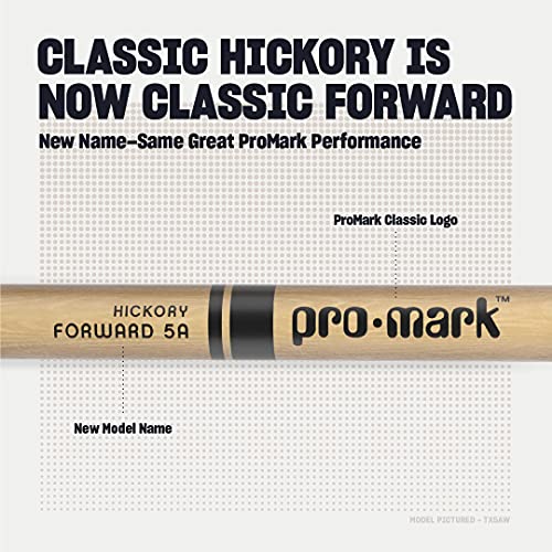 ProMark Classic Forward 5A Hickory Drumsticks, Oval Wood Tip, 4 Pack
