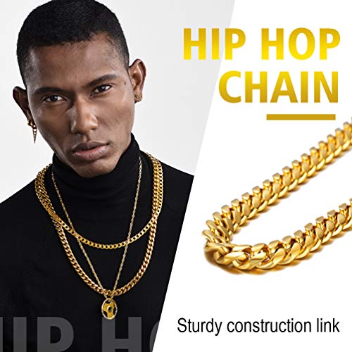 PROSTEEL Collar de Oro Hombre Cubana Cadena Miami Cubana Chapado en Oro 18k Cadena Hiphop Cadena Hombre Curb Cuba Chain Collar 6mm