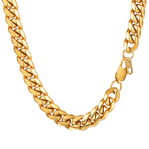 PROSTEEL Collar de Oro Hombre Cubana Cadena Miami Cubana Chapado en Oro 18k Cadena Hiphop Cadena Hombre Curb Cuba Chain Collar 6mm