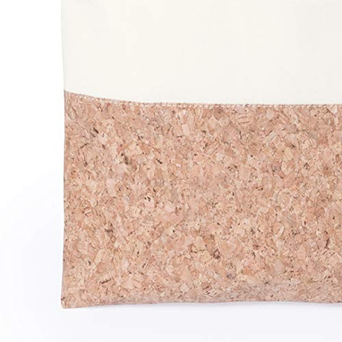 Publiclick® Lote 10 unidades Bolsa compra Algodón beige y corcho,Medidas 35X40 CM,Bolsa de algodón con parte inferior en corcho. Asas largas. 145 gr/m².