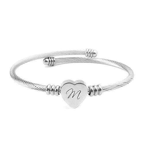 Pulsera corazón con inicial de nombre (M)