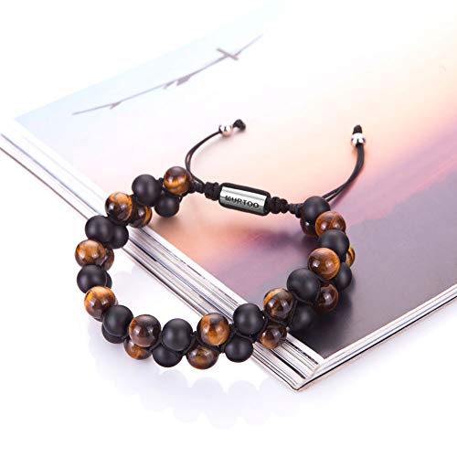 Pulsera de piedra natural para hombres, amuletrable de perlas con aceite esencial para yoga como difusor pulsera para hombres...