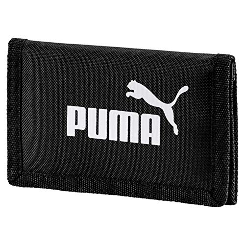 Puma Phase Wallet Cartera, Puma Black + PUMA Reloj para Hombre Reset de Color Negro con Tres Agujas y Fecha