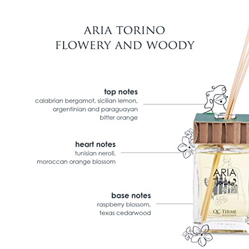 QC Terme Aria Torino 500 ml Art Edition - Ambientador con difusor de varillas, fragancia fresca, floral y madera, fabricado en Italia