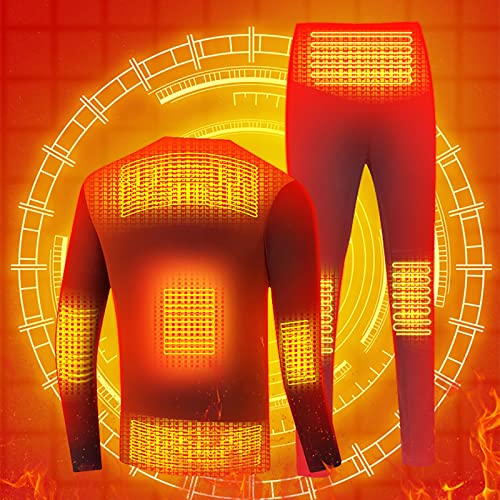 QSMGRBGZ Ropa Interior Calefacción,Conjunto Ropa Interior con Calefacción Inteligente De Calefacción 16 Zonas,Chaleco Térmico A Prueba De Frío con Calefacción USB para Mujer(S-3XL),Rojo,3XL