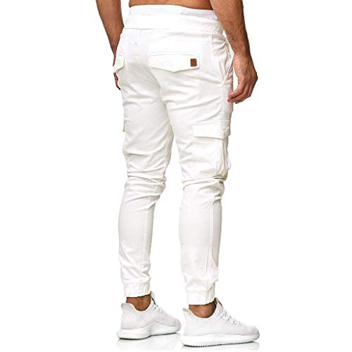 QUICKLYLy Pantalones Vaqueros Hombre Rotos Baratos Pitillo Elasticos Skinny Ajustados Trekking Casual Chandal Montaña Moto Slim Fit Modernos Chaqueta,Chándal Casuales Bolsillos Holgados(Blanco,M)