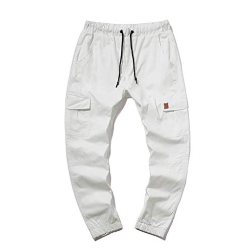 QUICKLYLy Pantalones Vaqueros Hombre Rotos Baratos Pitillo Elasticos Skinny Ajustados Trekking Casual Chandal Montaña Moto Slim Fit Modernos Chaqueta,Chándal Casuales Bolsillos Holgados(Blanco,M)