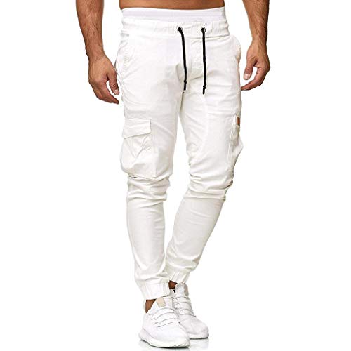 QUICKLYLy Pantalones Vaqueros Hombre Rotos Baratos Pitillo Elasticos Skinny Ajustados Trekking Casual Chandal Montaña Moto Slim Fit Modernos Chaqueta,Chándal Casuales Bolsillos Holgados(Blanco,M)